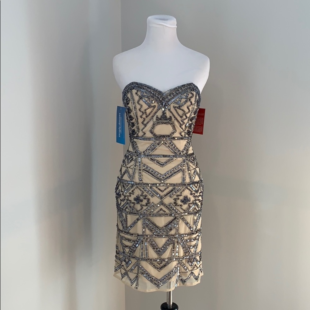 shail k strapless party dress